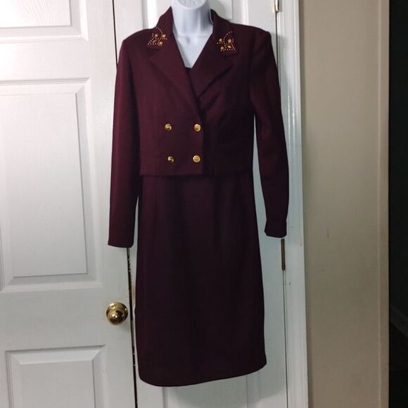 Tina Barrie  burgundy  dress Sz 8 - Picture 1 of 7